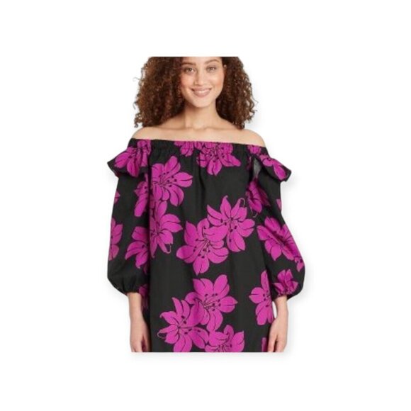 Purple Black Floral XXL Dress by Who What Wear - Picture 5 of 11